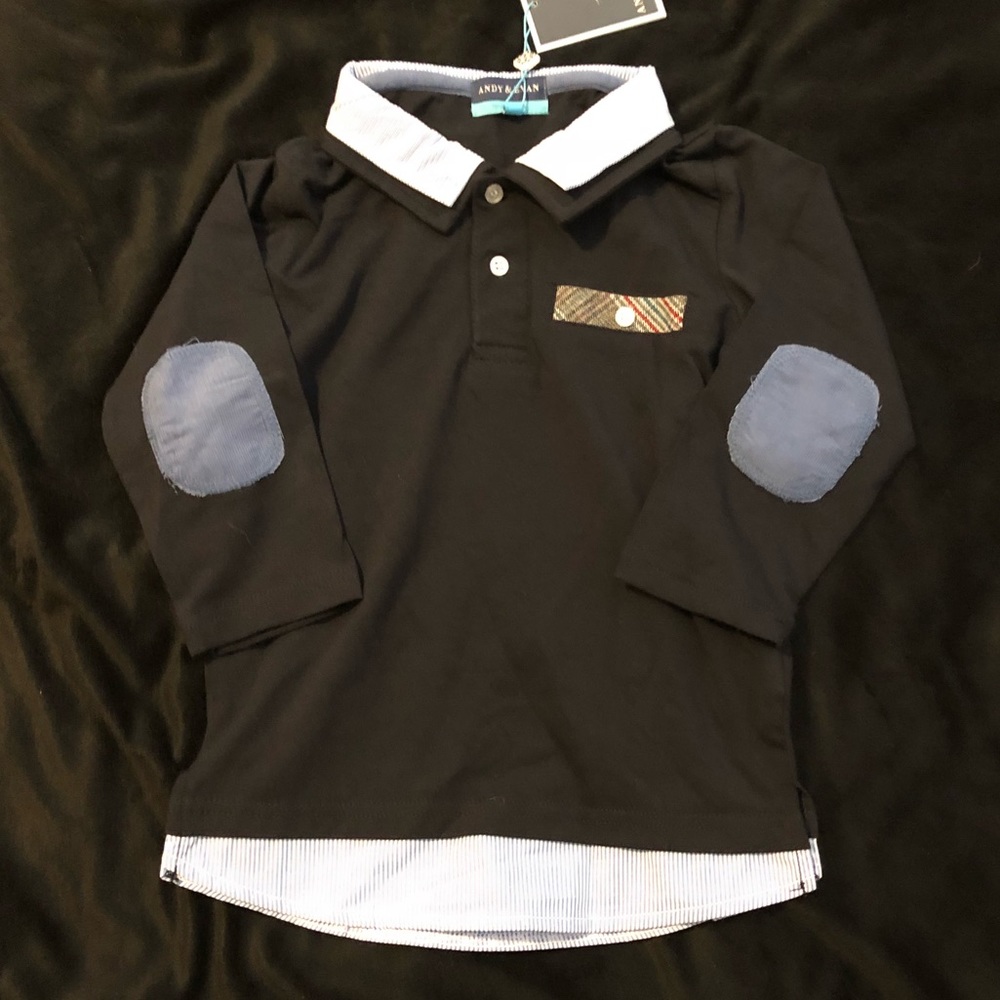 Andy & Evan Boys Navy Collared Dress Shirt NWT